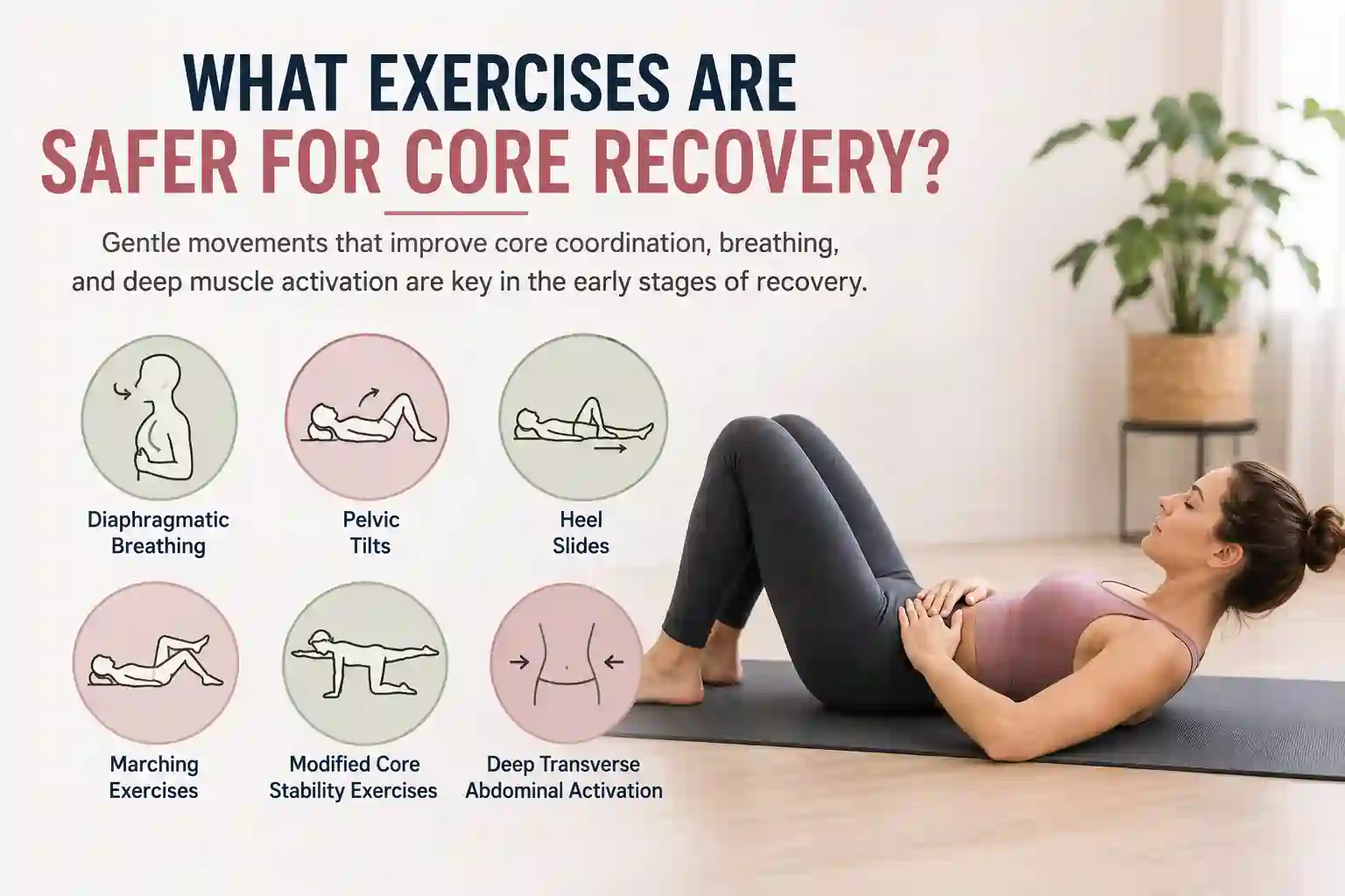 Which exercises may help diastasis recti Frimley?